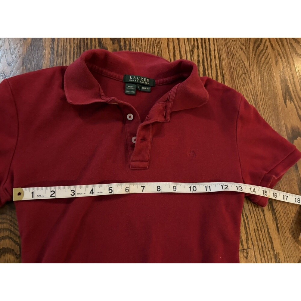 Lauren Ralph Lauren Slim Fit 100% Cotton Red Polo Shirt Size Small Womens Preppy - Picture 4 of 5